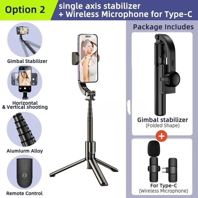 Smartphone Gimbal Stabilizer 3-Axis Phone Gimbal for Xiaomi iPhone 14 Pro Max YouTube TikTok Vlog Video Record | Fugo Best