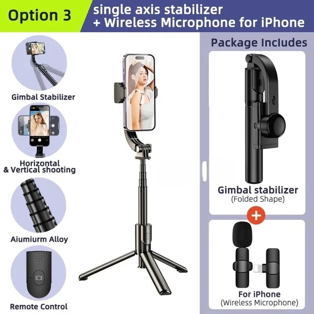 Smartphone Gimbal Stabilizer 3-Axis Phone Gimbal for Xiaomi iPhone 14 Pro Max YouTube TikTok Vlog Video Record | Fugo Best