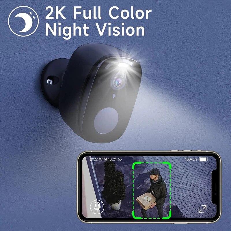 Security Cameras Wireless Outdoor, 2K Battery Powered WiFi Camera AI Motion Siren Spotlight, Color Night Vision, IP66 Waterproof | Fugo Best