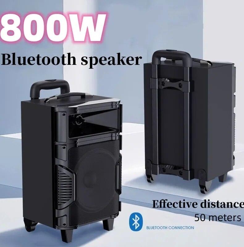 800W Heavy Bass High Power Music Trolley BoxPortable Bluetooth Speaker Party Subwoofer Outdoor Karaoke Sound System with Mic | Fugo Best