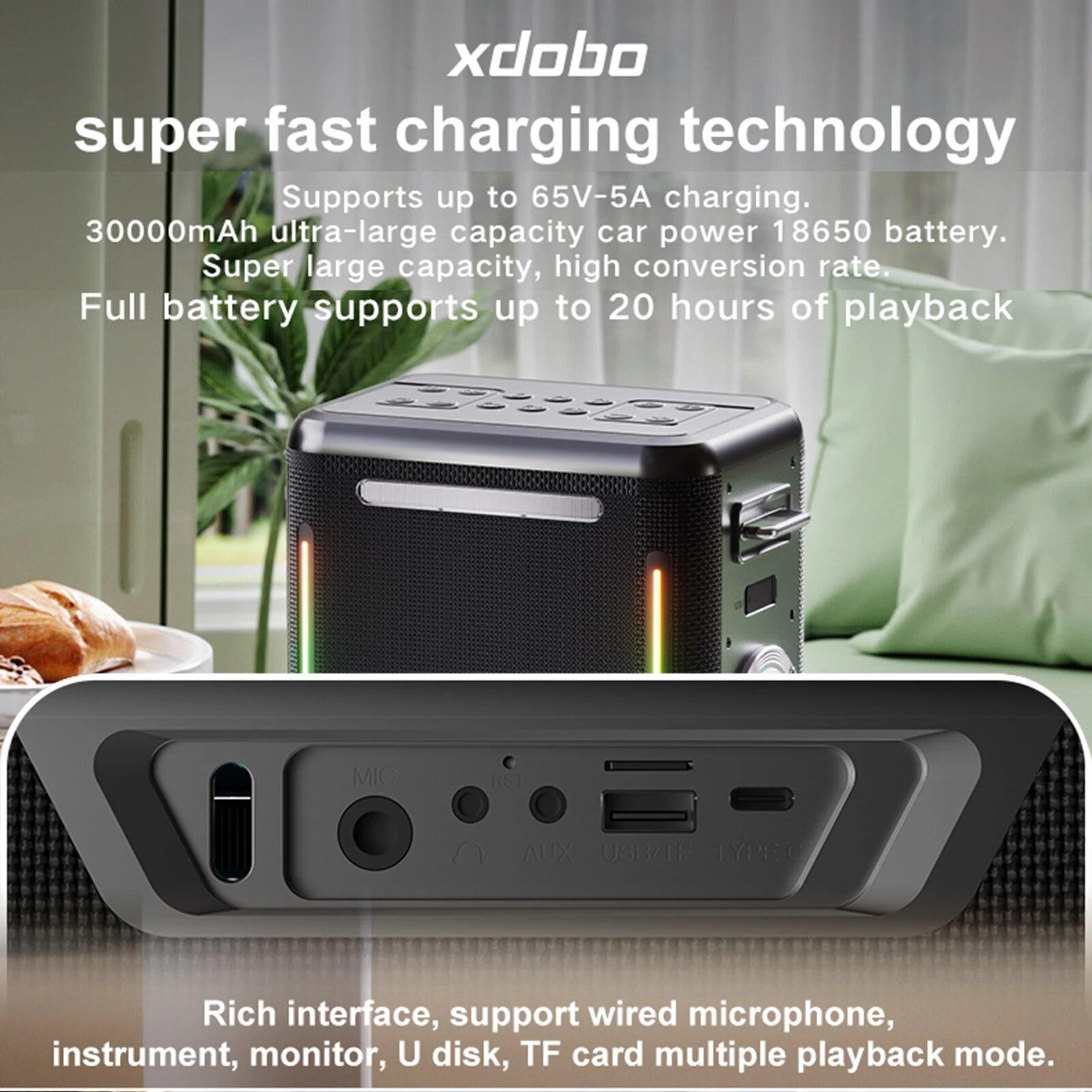 XDOBO Party 1981 Portable 300W Wireless Bluetooth Speaker w/ Microphone High Power RGB Light Outdoor Karaoke Wireless Subwoofer | Fugo Best