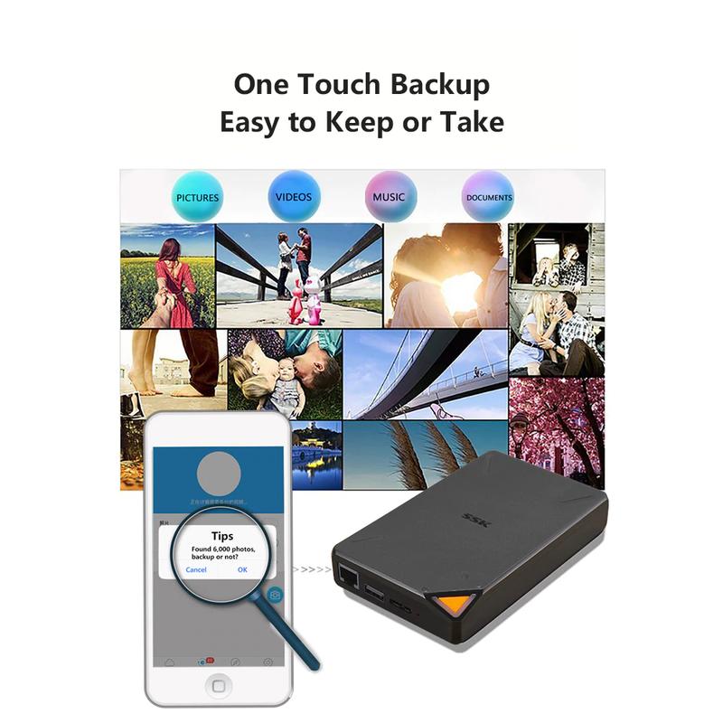 SSK SSM - F200 Wireless WiFi External Hard Drive 1TB Cloud Storage Multi-Terminal Smart Memory Hard Disk | Fugo Best