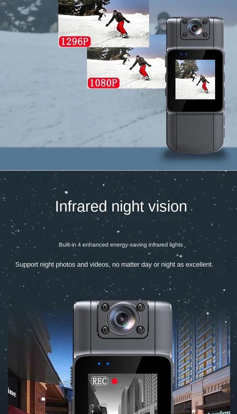 WIFI Mini Camera 1080P Police Body Camera Video Recorder Motorcycle 180簞 Rotating Bike Sport Cam Night Vision Motion Detection | Fugo Best