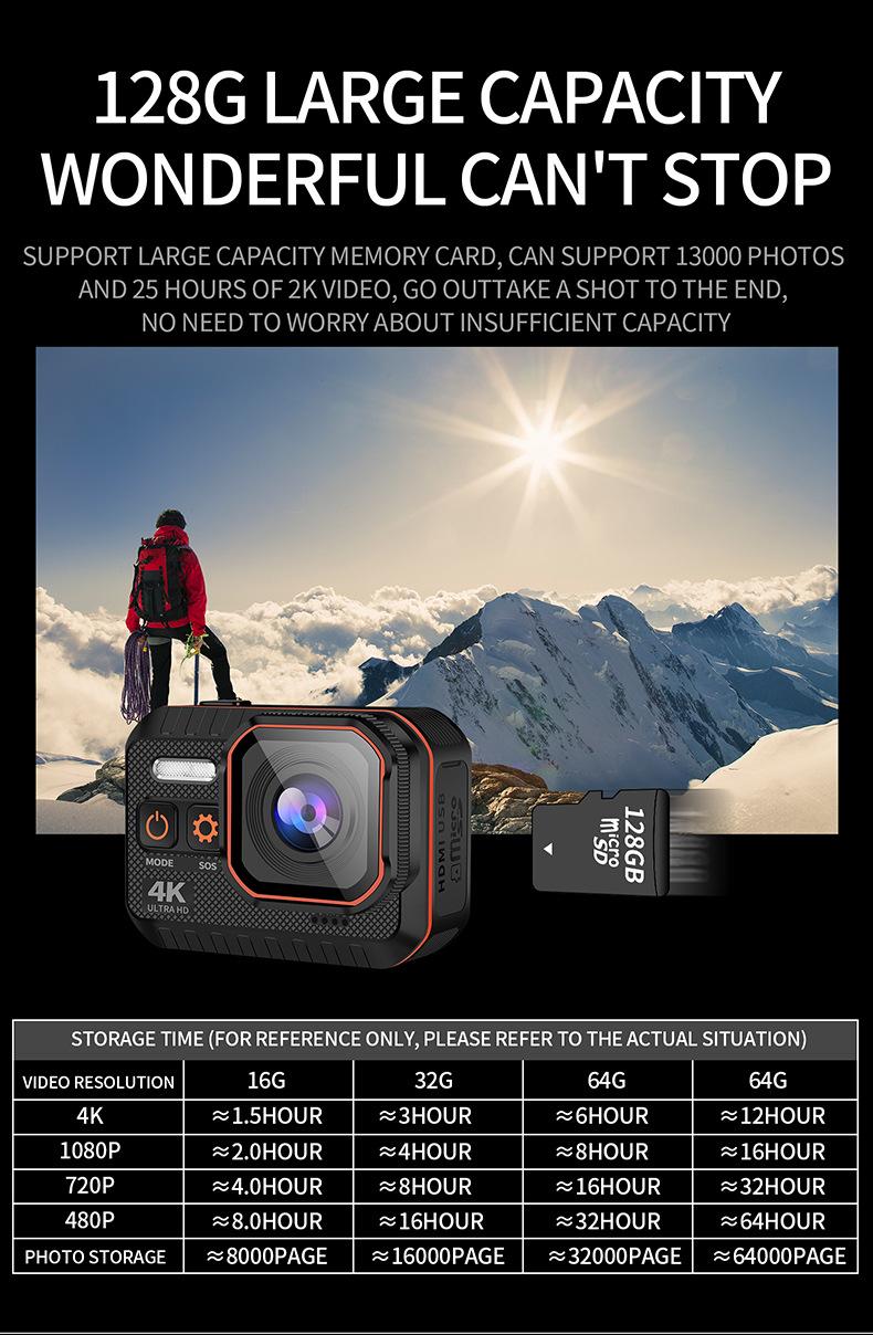 Wifi Action Camera 4K 60FPS with Remote Control Screen Waterproof HD Sport Camcorder Drive Recorder Bicycle Video Camera Helmet | Fugo Best