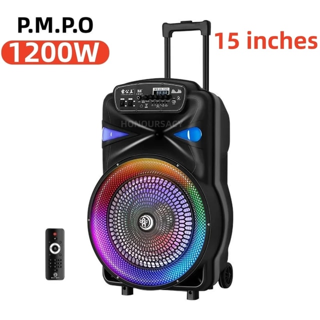 500W High-power Colorful Box Trolley Mobile Bass KTV Square Dance Wireless Microphone Bluetooth Outdoor Sound System FM/TF/USB | Fugo Best