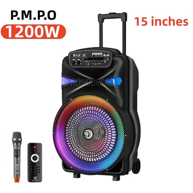 500W High-power Colorful Box Trolley Mobile Bass KTV Square Dance Wireless Microphone Bluetooth Outdoor Sound System FM/TF/USB | Fugo Best