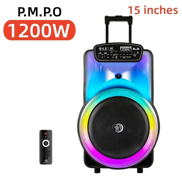 500W High-power Colorful Box Trolley Mobile Bass KTV Square Dance Wireless Microphone Bluetooth Outdoor Sound System FM/TF/USB | Fugo Best