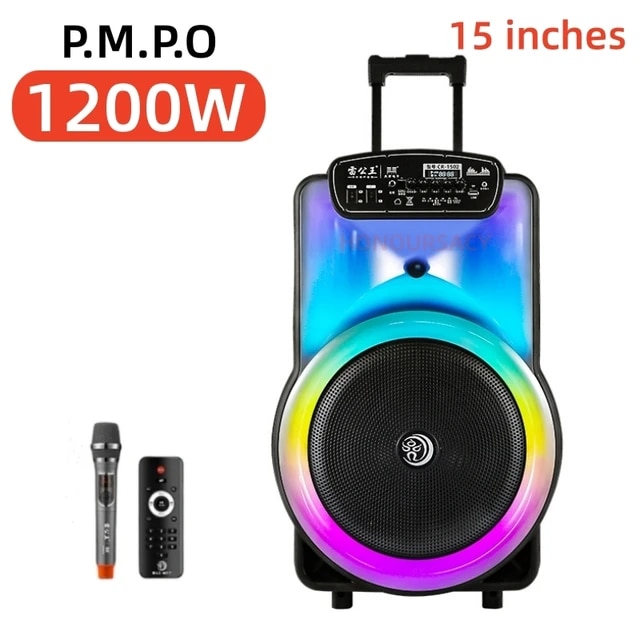 500W High-power Colorful Box Trolley Mobile Bass KTV Square Dance Wireless Microphone Bluetooth Outdoor Sound System FM/TF/USB | Fugo Best