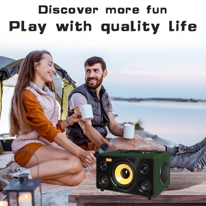 Portable Bluetooth Speaker Sound Family Party Square Dance Outdoor Karaoke Subwoofe Home Theater Sound System With Dual Mic | Fugo Best