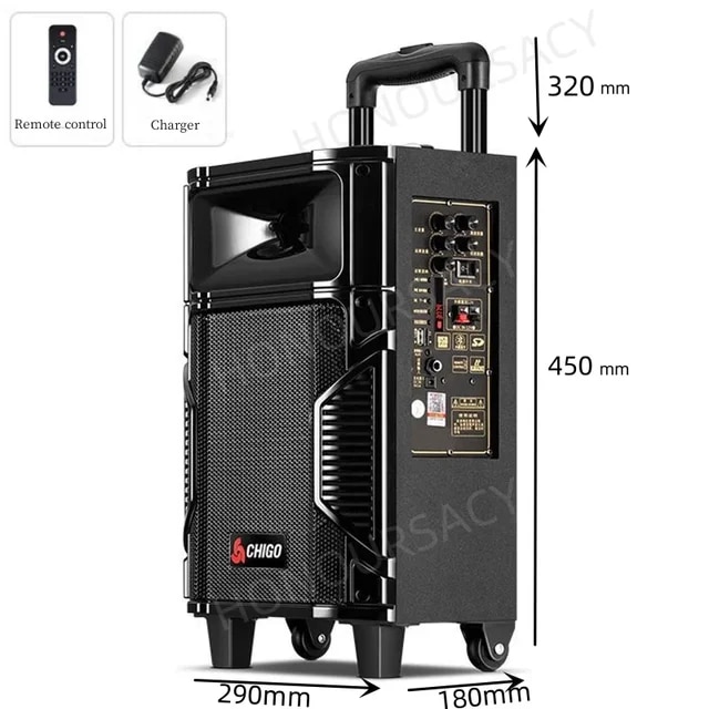 800W Heavy Bass High Power Music Trolley BoxPortable Bluetooth Speaker Party Subwoofer Outdoor Karaoke Sound System with Mic | Fugo Best