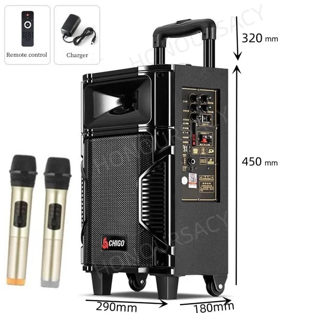 800W Heavy Bass High Power Music Trolley BoxPortable Bluetooth Speaker Party Subwoofer Outdoor Karaoke Sound System with Mic | Fugo Best