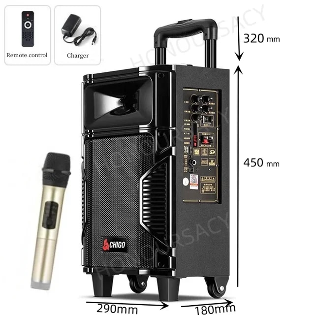 800W Heavy Bass High Power Music Trolley BoxPortable Bluetooth Speaker Party Subwoofer Outdoor Karaoke Sound System with Mic | Fugo Best