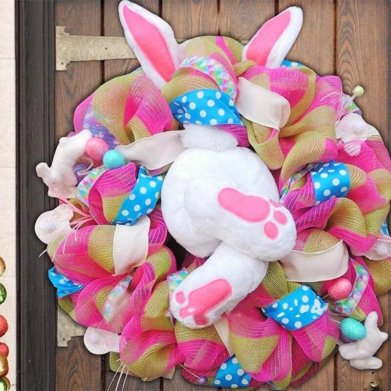 2024 New Easter Bunny Wreath Door And Wall Decorations EASTER Wall Sticker Garland Happy Easter Rabbit Home Party Festival Decor | Fugo Best