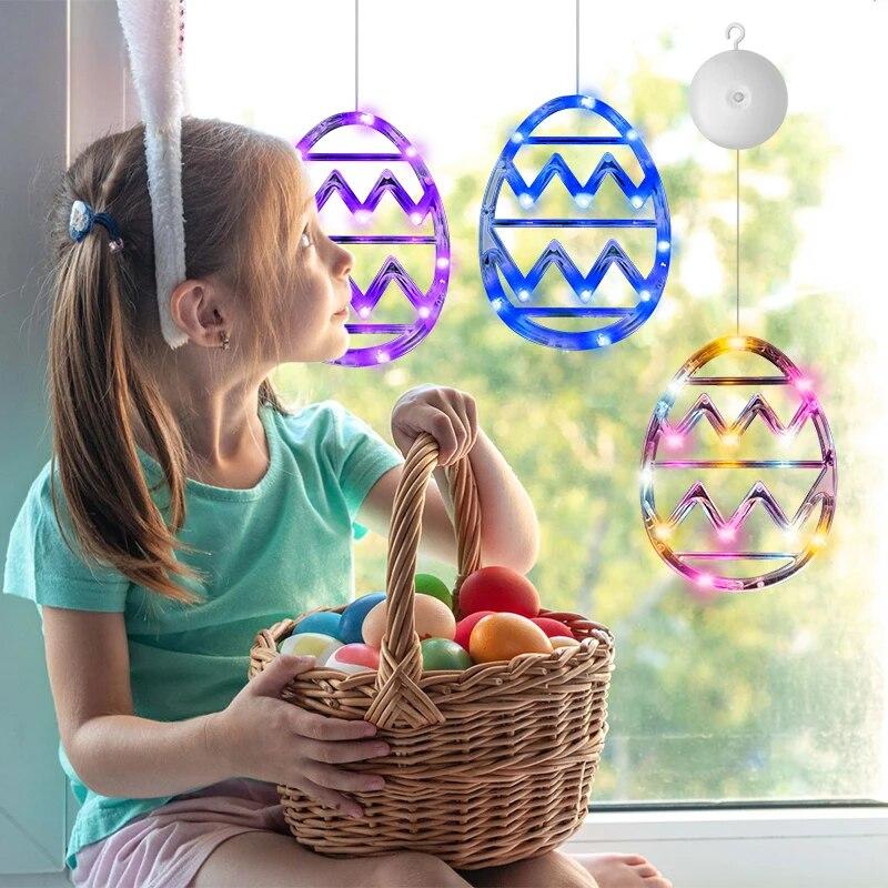 2/4pcs Easter Window String Lights Easter Glowing Colored Egg Multicolor Hanging Decorations With Suction Cup For Indoor Decor | Fugo Best