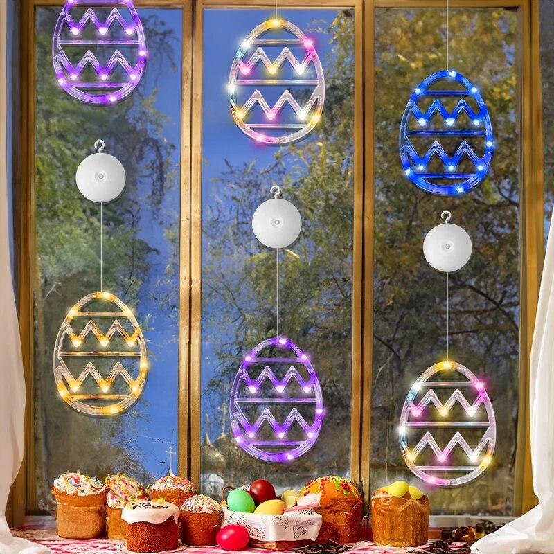 2/4pcs Easter Window String Lights Easter Glowing Colored Egg Multicolor Hanging Decorations With Suction Cup For Indoor Decor | Fugo Best