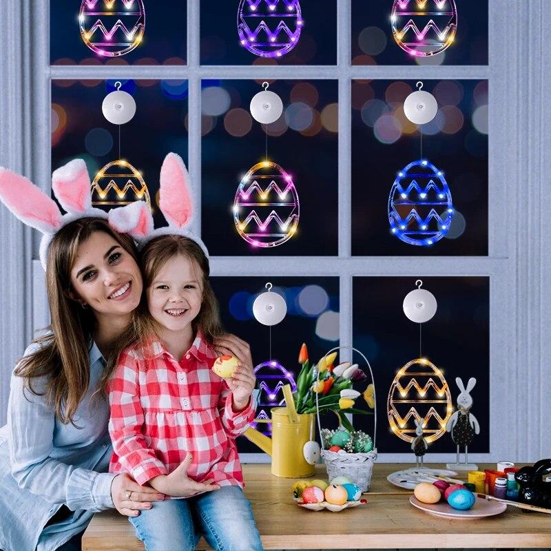 2/4pcs Easter Window String Lights Easter Glowing Colored Egg Multicolor Hanging Decorations With Suction Cup For Indoor Decor | Fugo Best