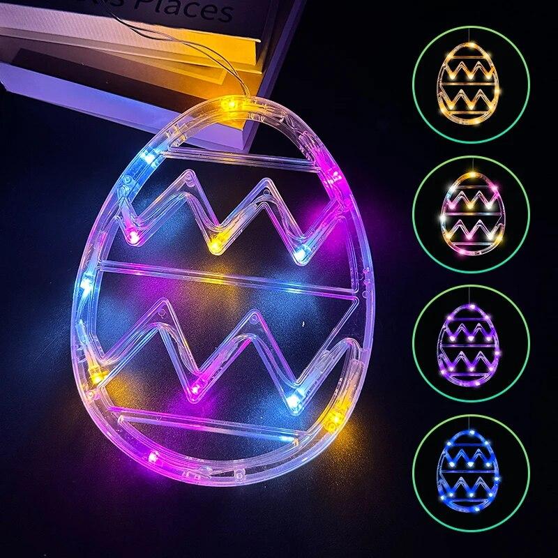 2/4pcs Easter Window String Lights Easter Glowing Colored Egg Multicolor Hanging Decorations With Suction Cup For Indoor Decor | Fugo Best