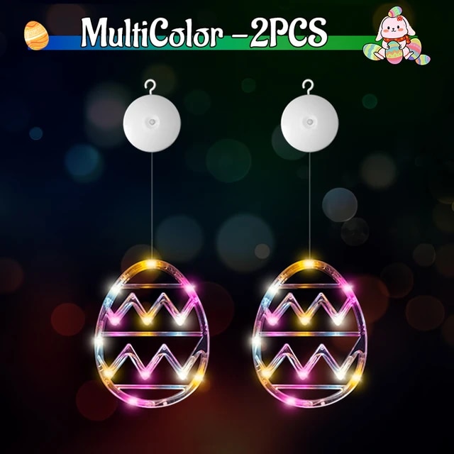 2/4pcs Easter Window String Lights Easter Glowing Colored Egg Multicolor Hanging Decorations With Suction Cup For Indoor Decor | Fugo Best