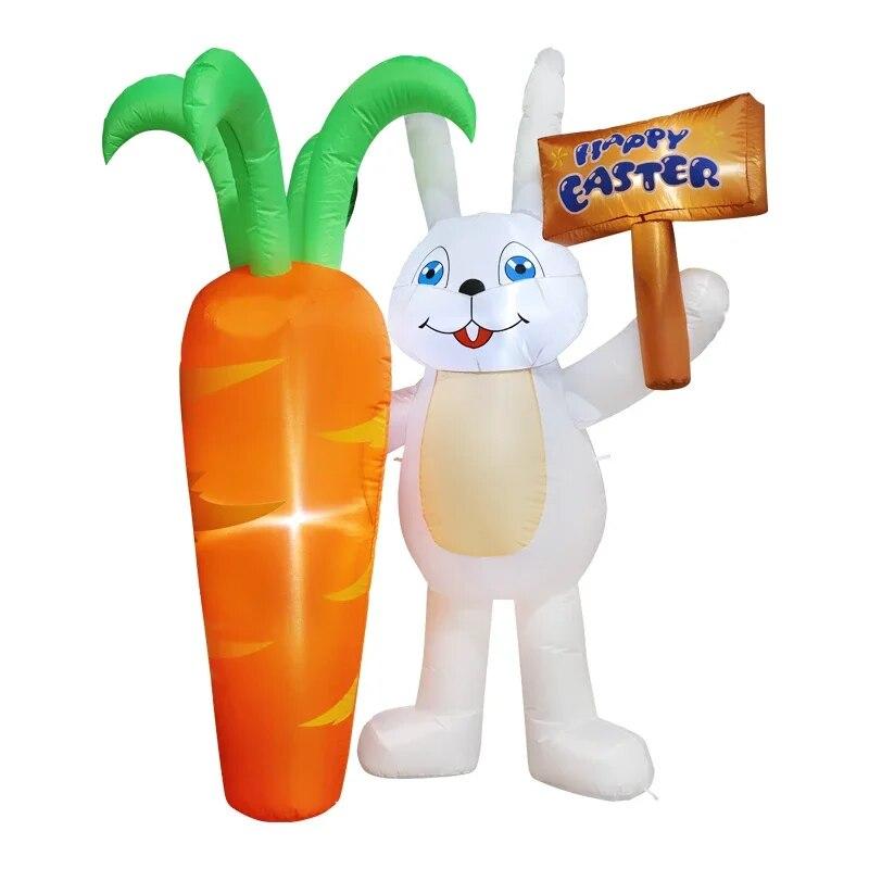 1.8M6FT Easter Inflatable Decorations Cute Luminous Bunny Inflatable Toys Model with LED Lights Home Decoration Outdoor Garden | Fugo Best