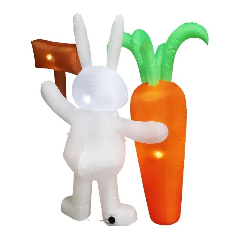 1.8M6FT Easter Inflatable Decorations Cute Luminous Bunny Inflatable Toys Model with LED Lights Home Decoration Outdoor Garden | Fugo Best