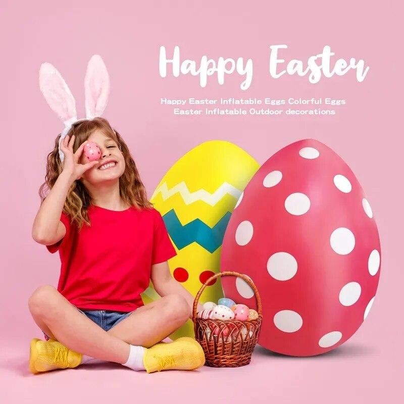 90cm Easter Inflatable Eggs Outdoor Indoor Decoration Large Colorful Eggs Pendant Kids Easter Toys DIY Easter Party Decor Props | Fugo Best