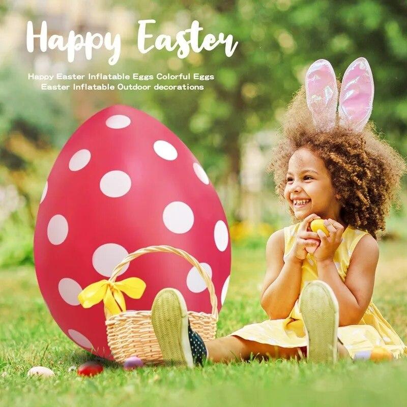 90cm Easter Inflatable Eggs Outdoor Indoor Decoration Large Colorful Eggs Pendant Kids Easter Toys DIY Easter Party Decor Props | Fugo Best