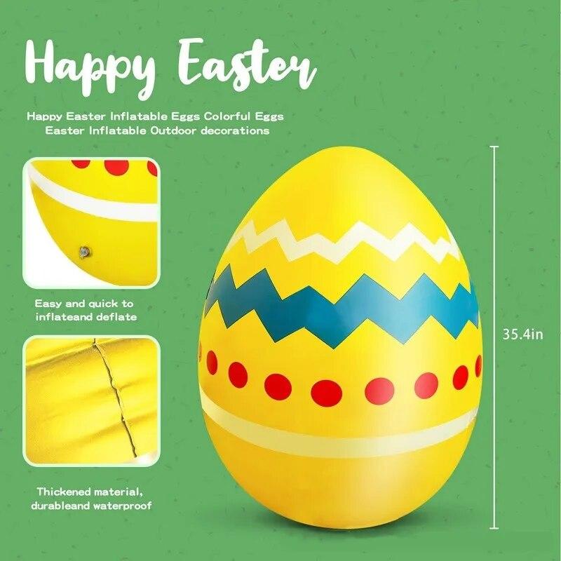 90cm Easter Inflatable Eggs Outdoor Indoor Decoration Large Colorful Eggs Pendant Kids Easter Toys DIY Easter Party Decor Props | Fugo Best