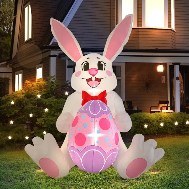 Easter Bunny Decoration for Home Outdoor Infalatable Rabbit Decor Party Garden Decor DIY Ornament with LED Light | Fugo Best