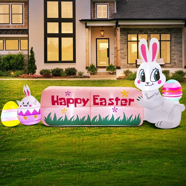 Easter Bunny Decoration for Home Outdoor Infalatable Rabbit Decor Party Garden Decor DIY Ornament with LED Light | Fugo Best