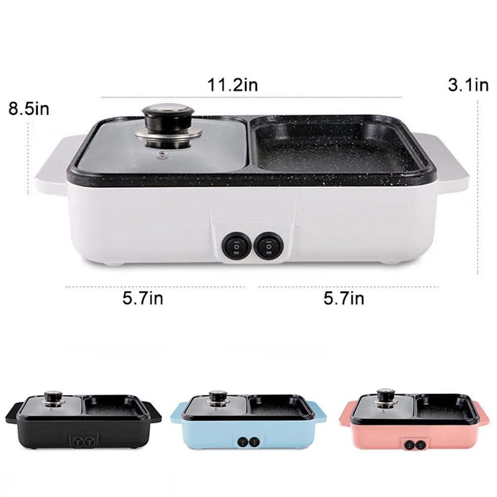 110V/220V 2 IN 1 Electric Hot Pot Cooker BBQ Grill Multicooker Electric Non Stick Plate Barbecue Pan Kitchen Cooking Pot 1200W | Fugo Best