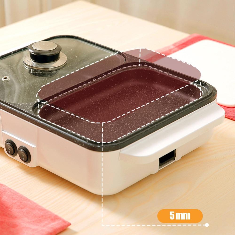 110V/220V 2 IN 1 Electric Hot Pot Cooker BBQ Grill Multicooker Electric Non Stick Plate Barbecue Pan Kitchen Cooking Pot 1200W | Fugo Best