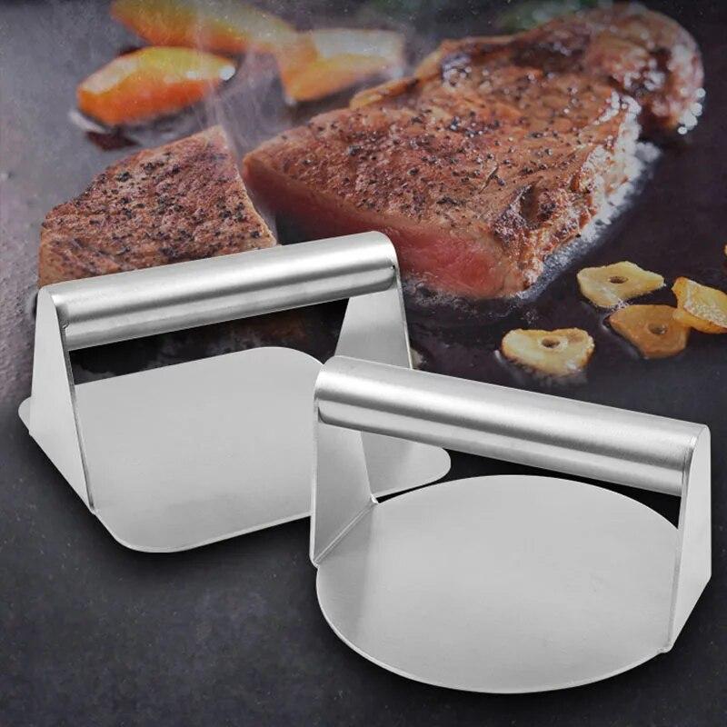 430 stainless steel hamburger meat press circular square burger meat press kitchen tool meat press plate 1PC | Fugo Best