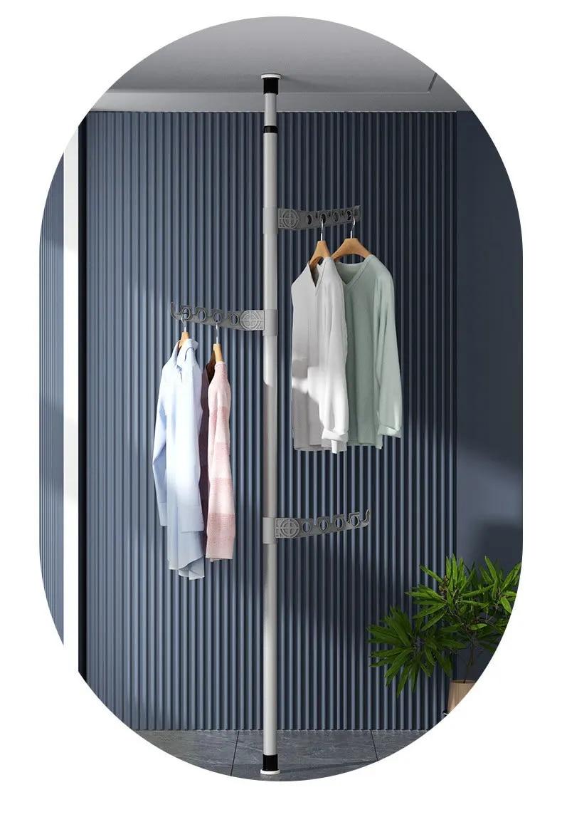 Overhead Coat Rack Floor-To-Ceiling Bedroom Simple Clothes Hanger Telescopic Clothes Rack | Fugo Best