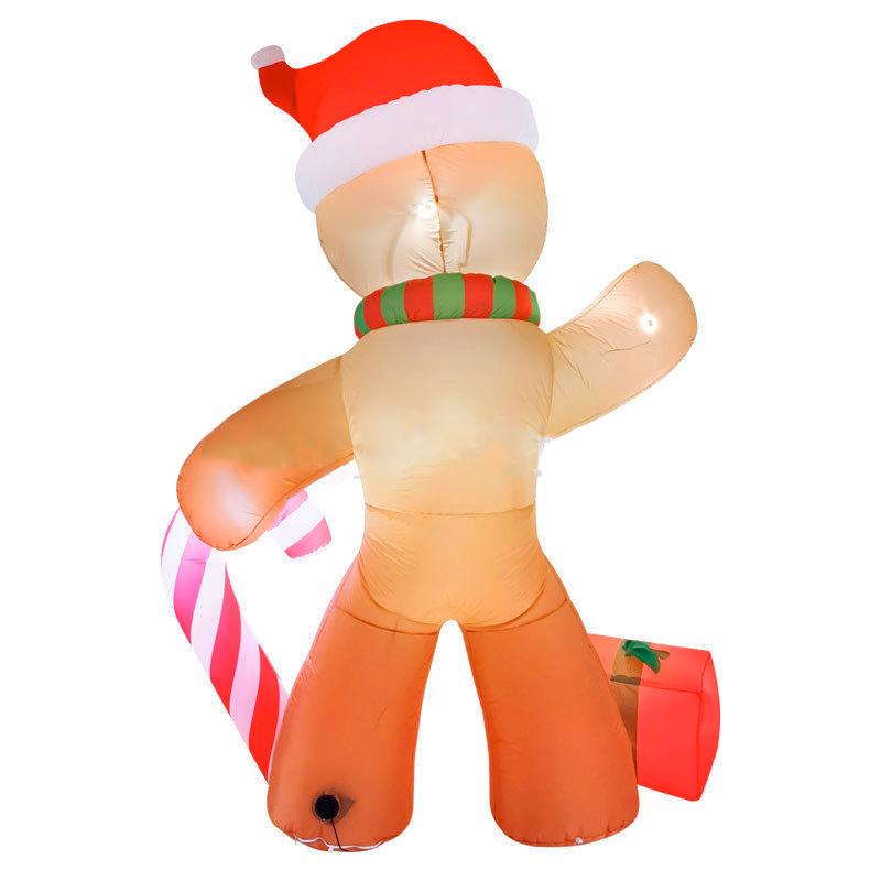 Inflatable Gingerbread Man 240CM LED Lighted Blow Up Decoration with Candy Christmas Decoration Outdoor Garden Parhelion Party | Fugo Best