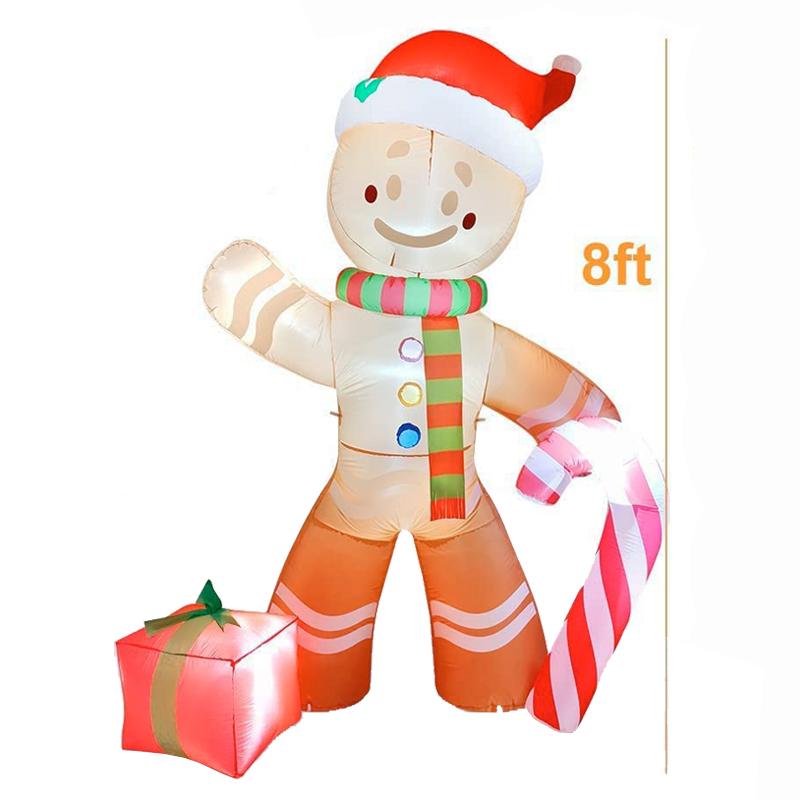 Inflatable Gingerbread Man 240CM LED Lighted Blow Up Decoration with Candy Christmas Decoration Outdoor Garden Parhelion Party | Fugo Best