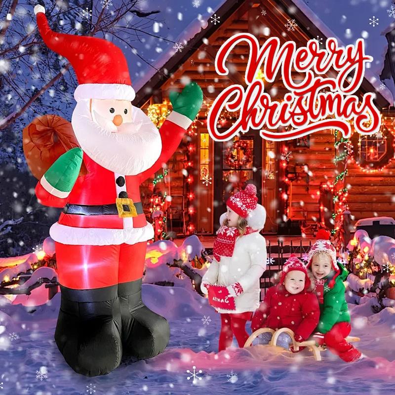 Backpack Santa Claus Christmas Decoration Inflatable Toys With LED Light 1.8M Inflatable Model Holiday Gift Indoor Outdoor Decor | Fugo Best