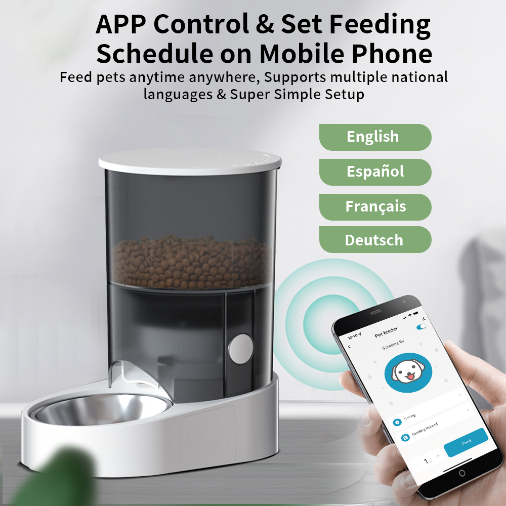 3L Automatic Cat Feeder with APP Control Auto Dry Food Dispenser with Detachable Food Bowls for Cats, Large Dogs, Multiple Pets | Fugo Best