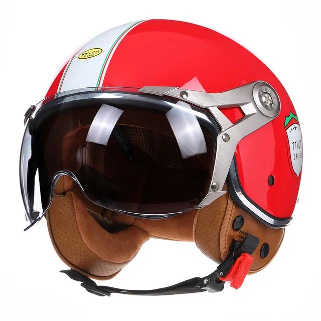 New Open Face 3/4 Motorcycle Helmet Retro Motorbike Helmets Vintage Chopper Capacete De Moto Bike Scooter With For Men Women DOT | Fugo Best