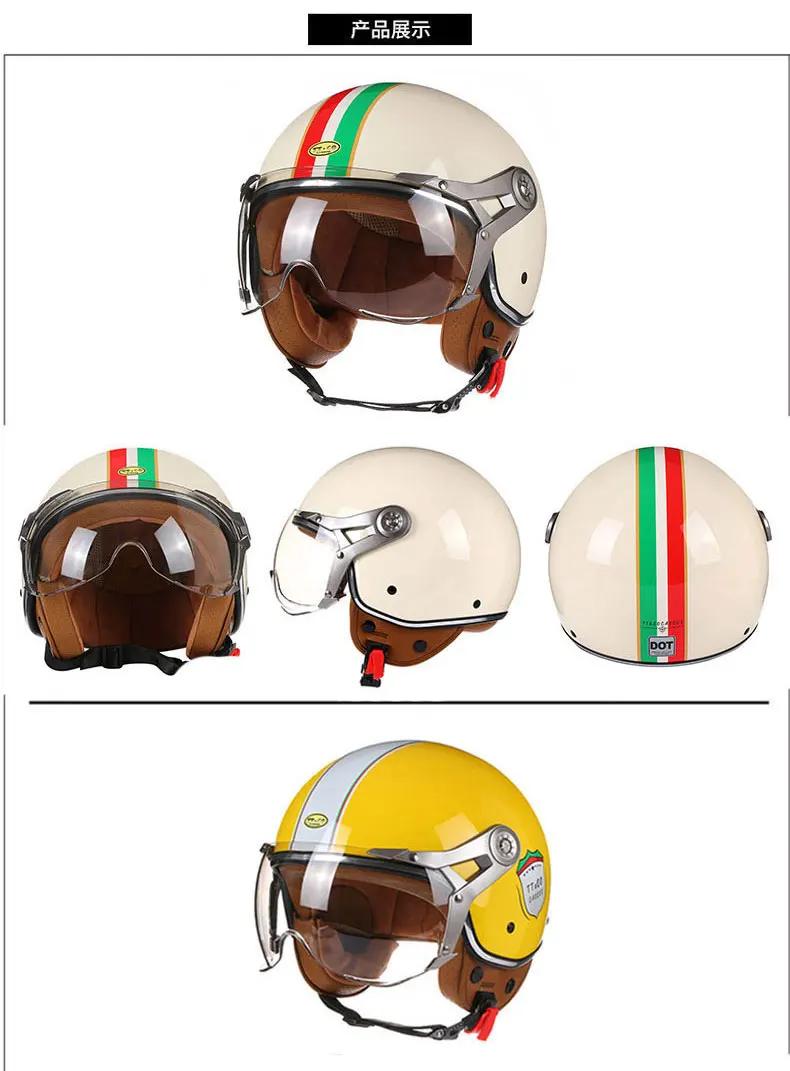 New Open Face 3/4 Motorcycle Helmet Retro Motorbike Helmets Vintage Chopper Capacete De Moto Bike Scooter With For Men Women DOT | Fugo Best