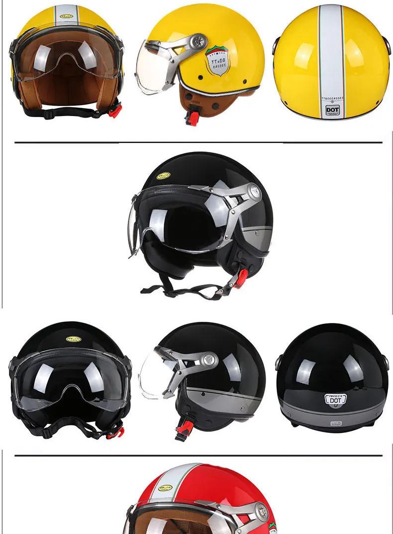 New Open Face 3/4 Motorcycle Helmet Retro Motorbike Helmets Vintage Chopper Capacete De Moto Bike Scooter With For Men Women DOT | Fugo Best