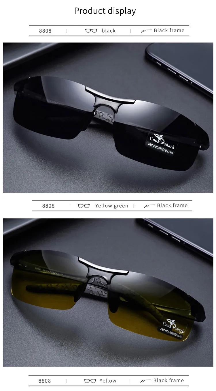 Cook Sharks new aluminum magnesium sunglasses mens sunglasses HD polarized driving drivers color glasses tide | Fugo Best