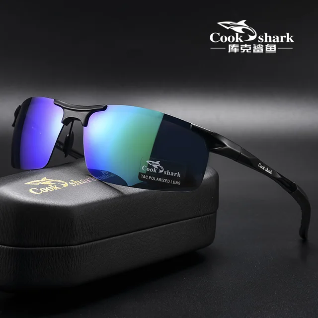 Cook Sharks new aluminum magnesium sunglasses mens sunglasses HD polarized driving drivers color glasses tide | Fugo Best