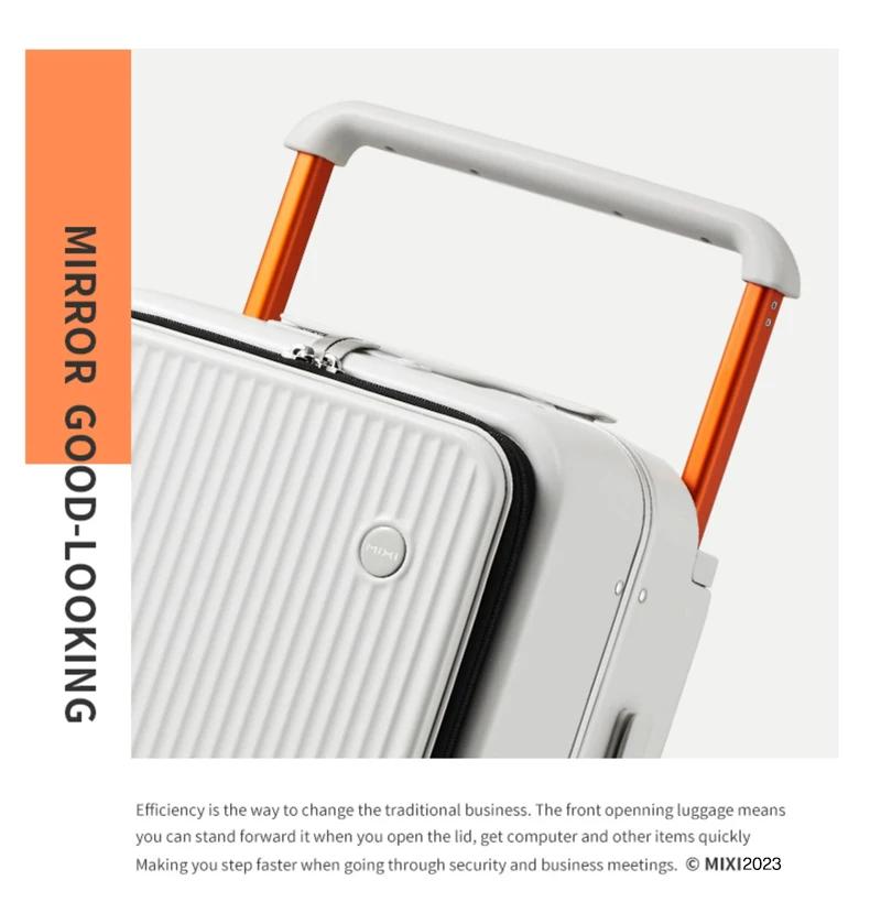 Mixi Front Laptop Pocket Suitcase Wide Handle Travel Suitcase Men 20Carry-On Luggage Women PC Aluminum Frame Trolley Case 24 | Fugo Best