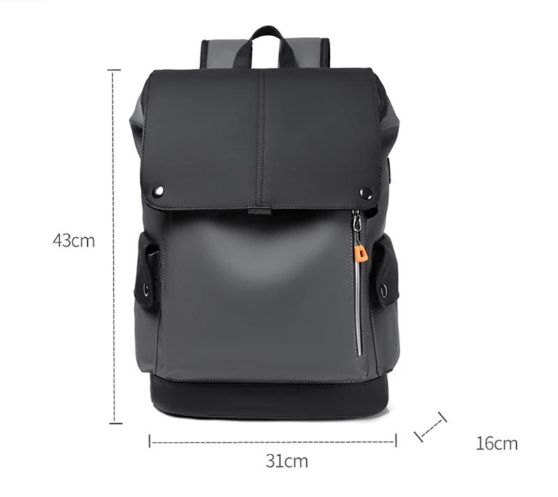 High Quality PU Leather Waterproof Mens Laptop Backpack Large Computer Backpack for Business Urban Man Backpack USB Charging | Fugo Best