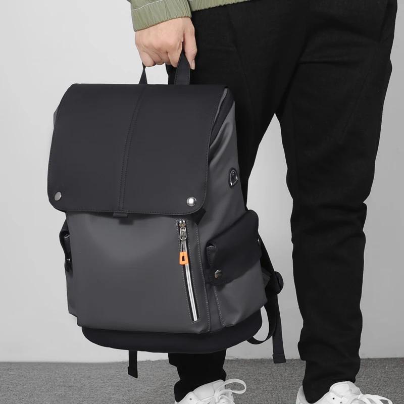 High Quality PU Leather Waterproof Mens Laptop Backpack Large Computer Backpack for Business Urban Man Backpack USB Charging | Fugo Best