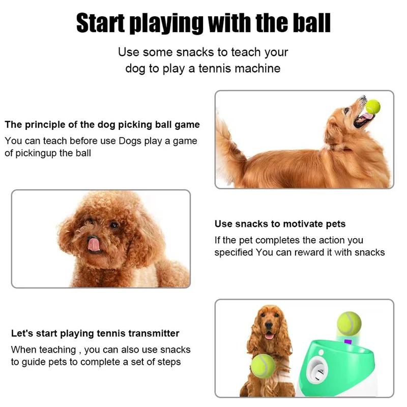 Dog Tennis Launcher Automatic Pet Dogs Chase Toy Mini Tennis Throwing Pinball Machine Fun Interactive Throw Rechargable Catapult | Fugo Best