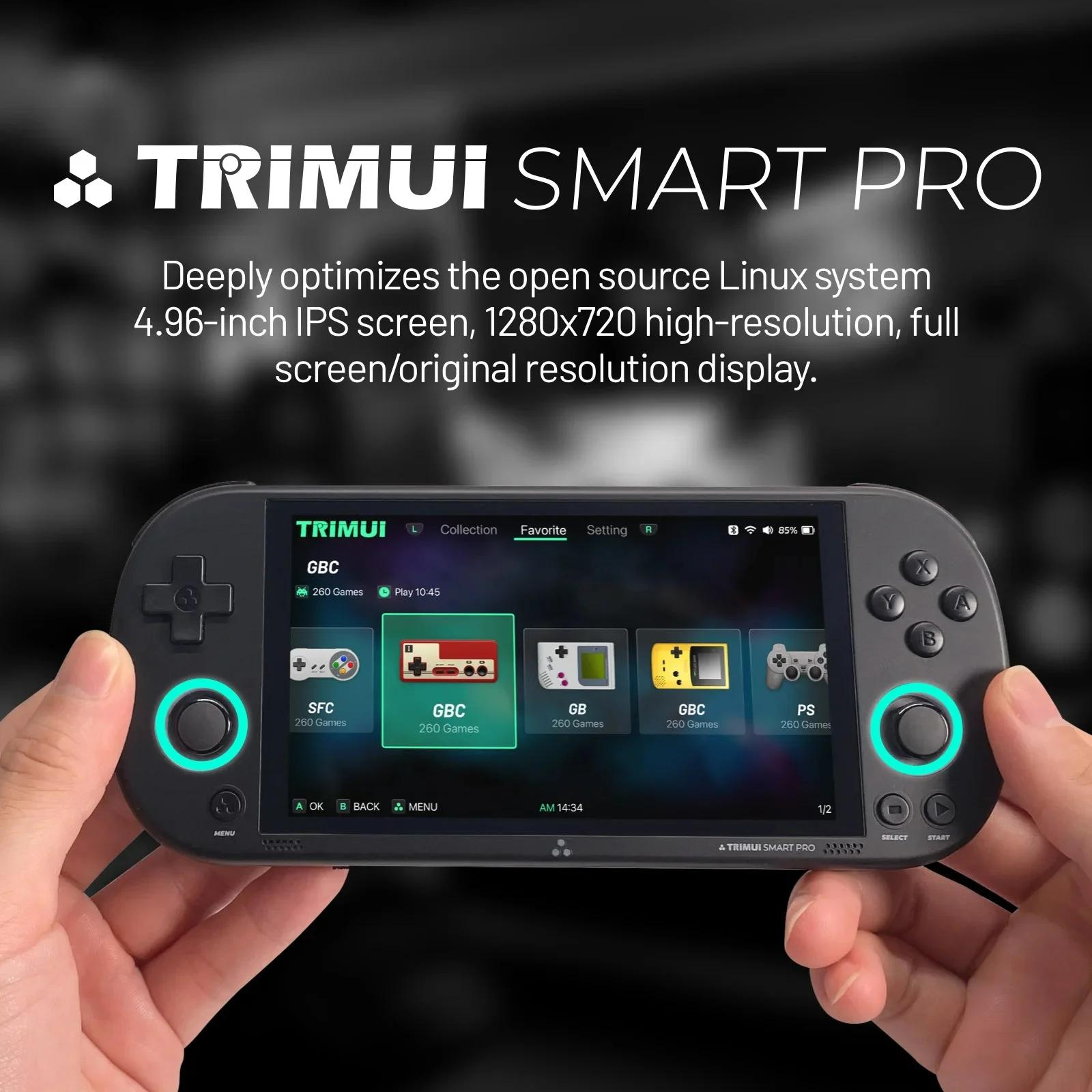 Retro Video Game Console Trimui Smart Pro Handheld Game 4.96IPS Screen Linux System Joystick RGB Lighting Smartpro 2024 New | Fugo Best