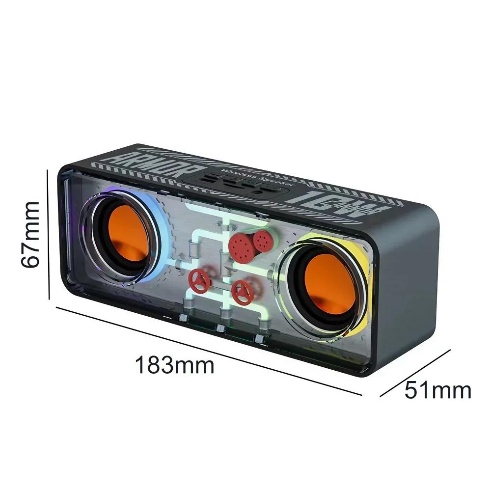 STONEGO 1PC LED TWS Bass Vibro-sound PUNK Style Dual Speakers Transparent Mechanical Wireless Bluetooth Speakers | Fugo Best