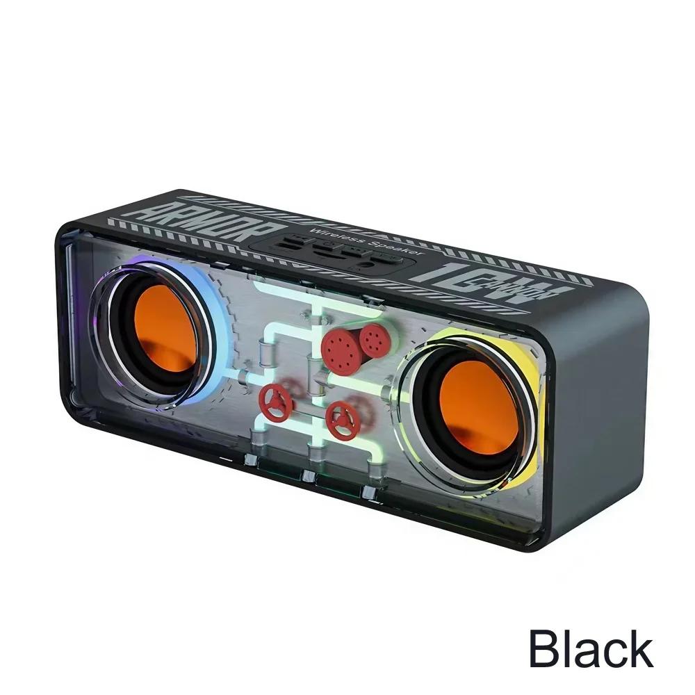 STONEGO 1PC LED TWS Bass Vibro-sound PUNK Style Dual Speakers Transparent Mechanical Wireless Bluetooth Speakers | Fugo Best