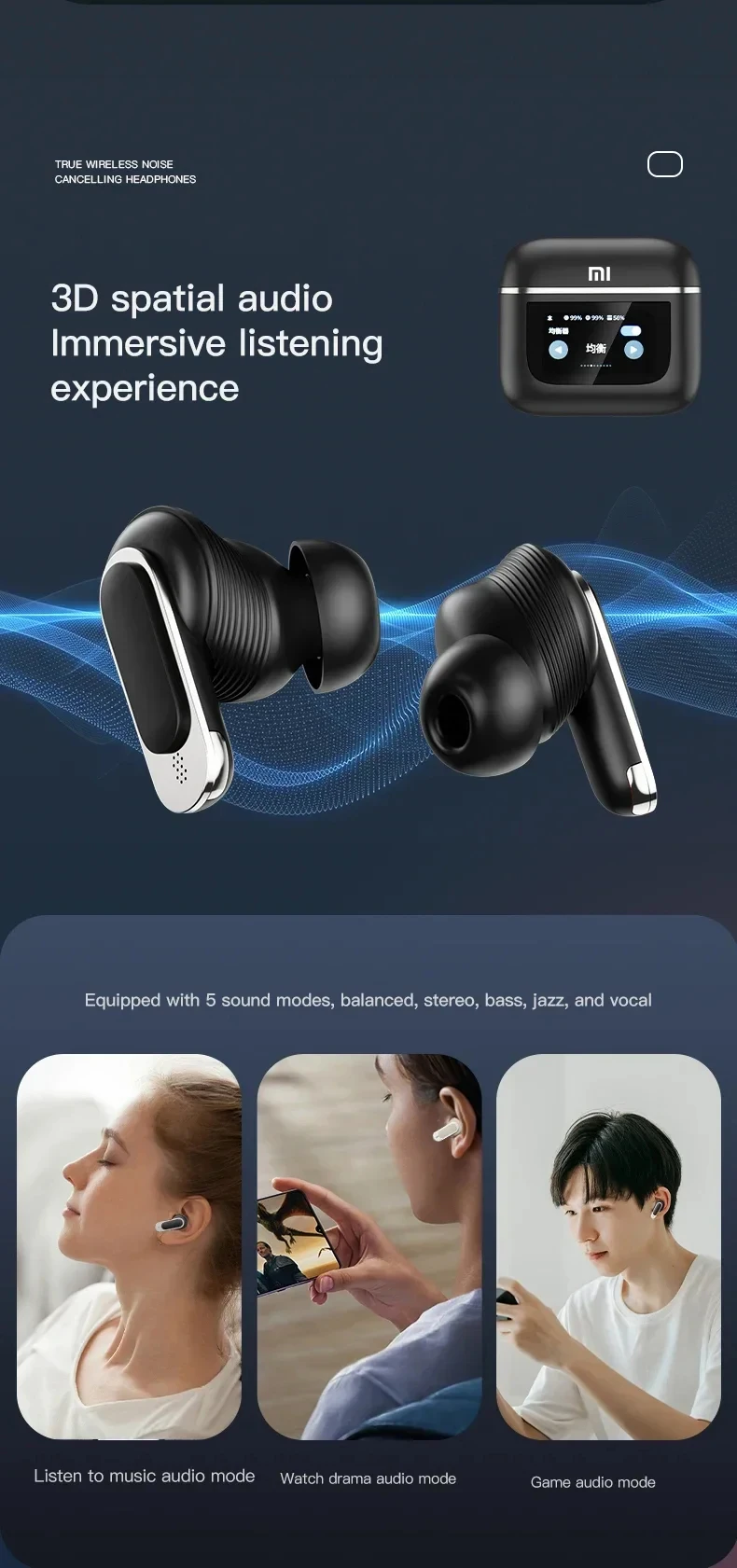 Xiaomi TWS V8 ANC ENC Earphone True Wireless Bluetooth Noise Cancelling Headphone In Ear Touch Screen Headset With Mic Earbuds | Fugo Best